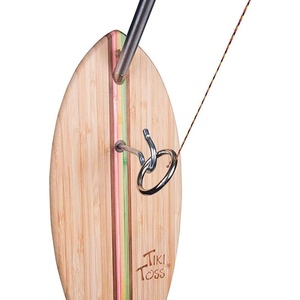 image:imageTiki Toss Hook and Ring Toss Deluxe Set Rasta Edition  100 Bamboo with 5 Ft Telescoping Pole and All Parts Included